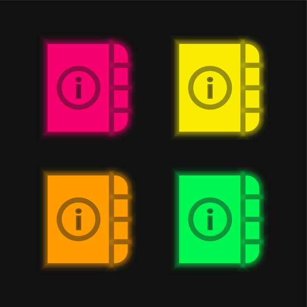 Agenda four color glowing neon vector icon - Vector, Image