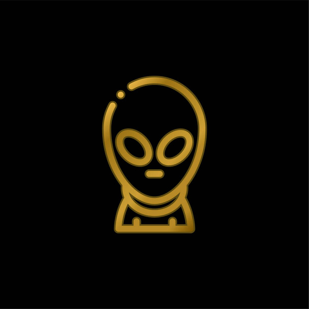 Alien gold plated metalic icon or logo vector - Vector, Image