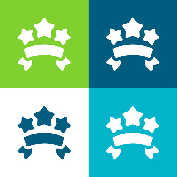 Баннеры Плоские четыре цвета минимальный набор значков - Вектор,изображение