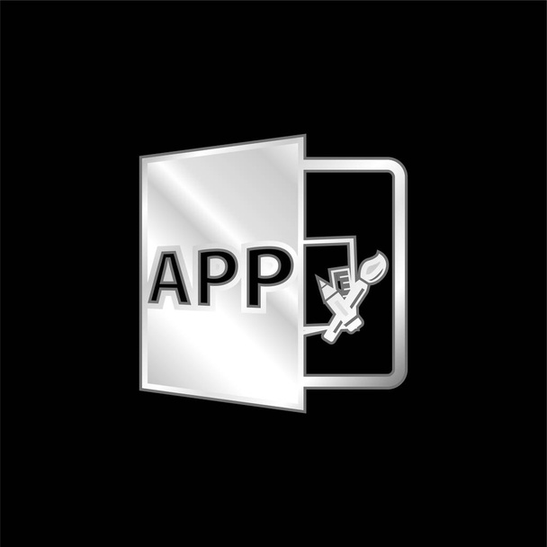 App File Format Símbolo prata banhado ícone metálico - Vetor, Imagem