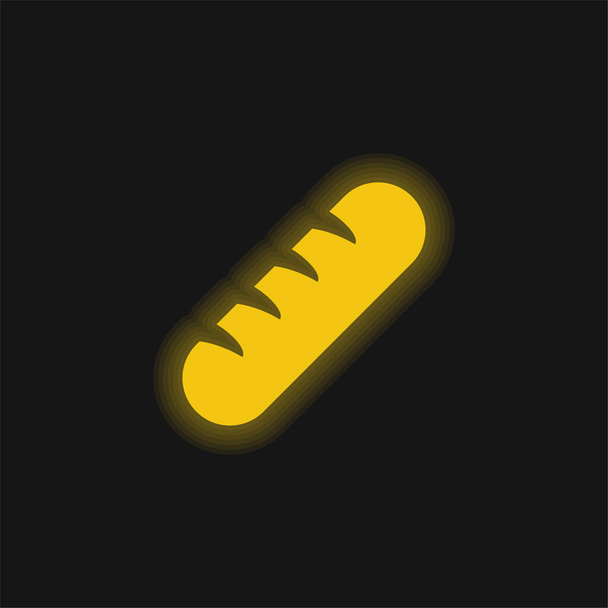 Baguette giallo brillante icona al neon - Vettoriali, immagini