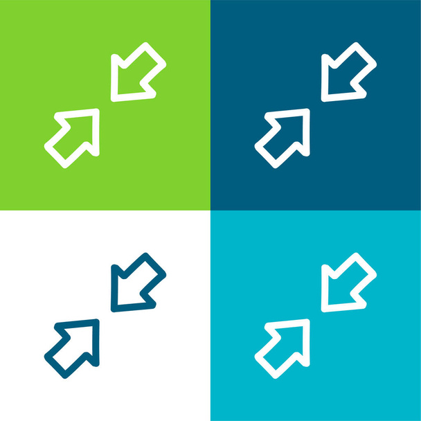Frecce disegnate a mano Interfaccia Simbolo contorni piatto quattro colori icona minima impostata - Vettoriali, immagini