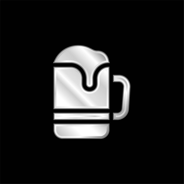 Pivní hrnek postříbřená kovová ikona - Vektor, obrázek
