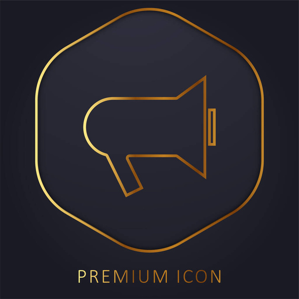Haut-parleur main noir ligne dorée logo premium ou icône - Vecteur, image