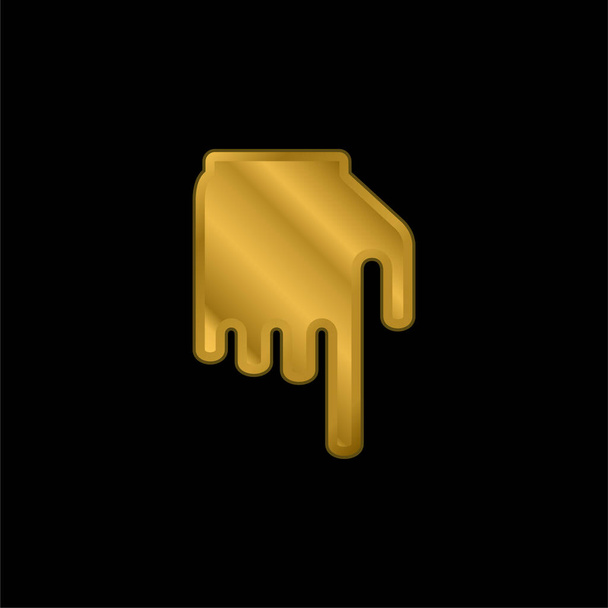 Μαύρο χέρι με το δάχτυλο στραμμένο προς τα κάτω το επίχρυσο μεταλλικό εικονίδιο ή το διάνυσμα λογότυπο - Διάνυσμα, εικόνα