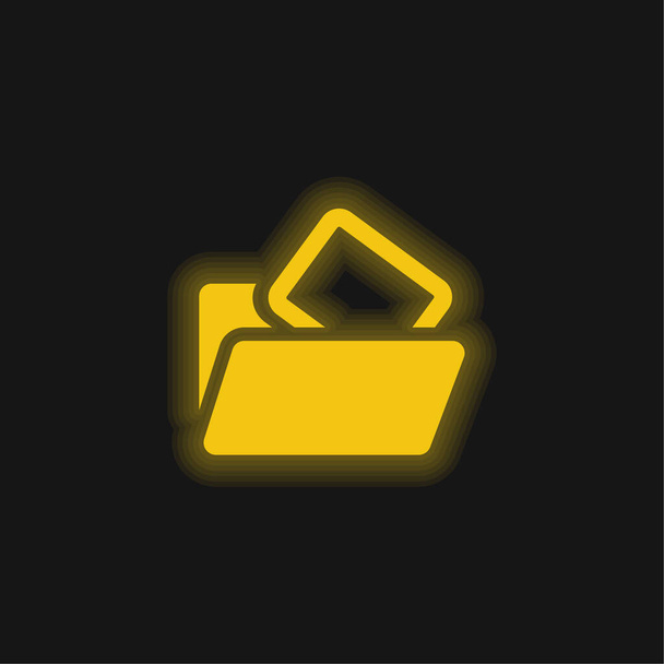 Blank Folder yellow glowing neon icon - Vector, Image