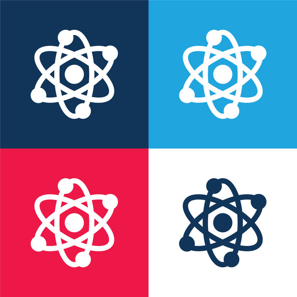 原子青と赤の4色の最小アイコンセット - ベクター画像