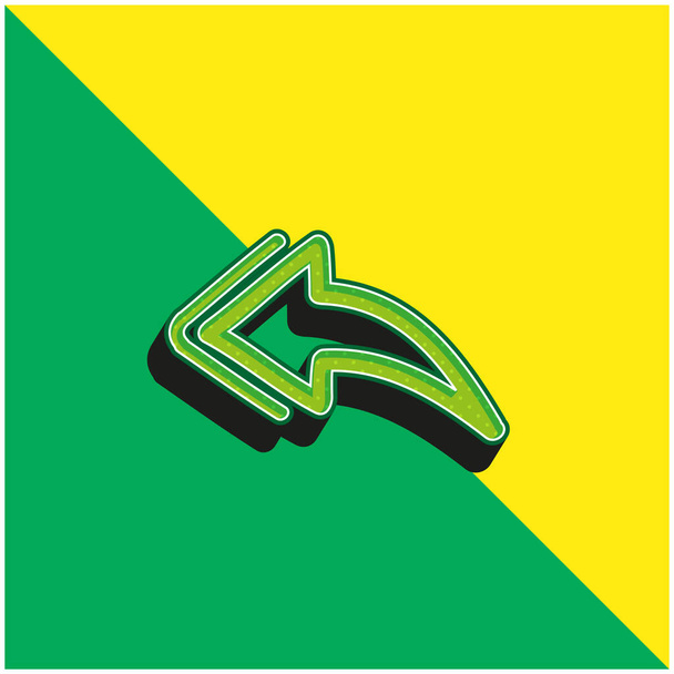 Flèche dessinée à la main arrière Logo vectoriel 3D moderne vert et jaune - Vecteur, image