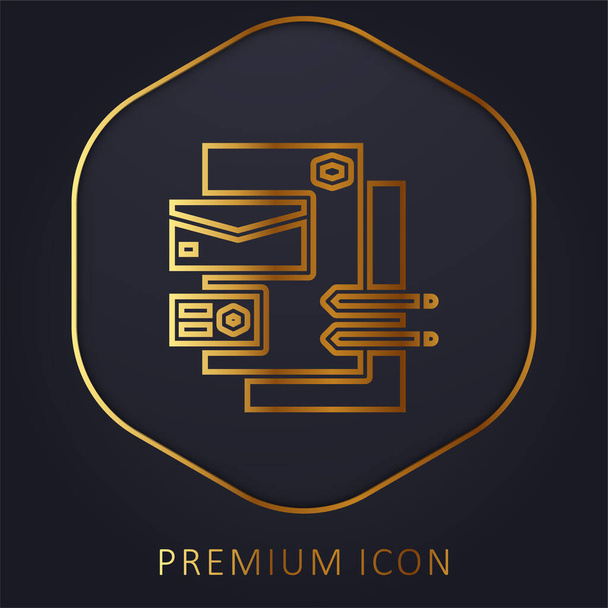 Branding golden line premium logo or icon - Vector, Image