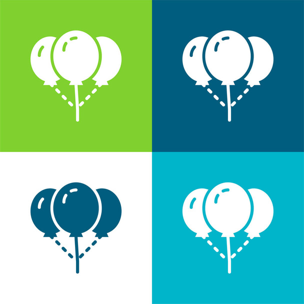 Μπαλόνια Επίπεδη τεσσάρων χρωμάτων ελάχιστη σύνολο εικονιδίων - Διάνυσμα, εικόνα