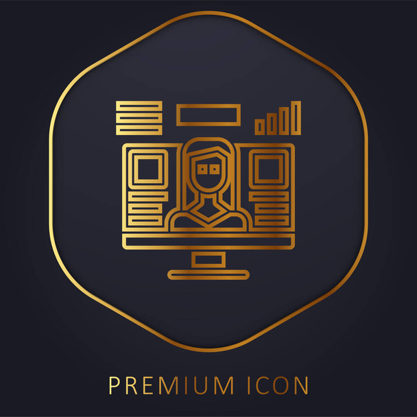 Analytics linea dorata logo premium o icona - Vettoriali, immagini