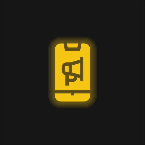 Advertentie geel gloeiende neon pictogram - Vector, afbeelding