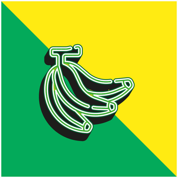 Μπανάνα Πράσινο και κίτρινο σύγχρονο 3d διάνυσμα εικονίδιο λογότυπο - Διάνυσμα, εικόνα