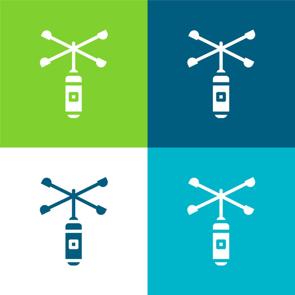 Anemometer Flat four color minimal icon set - Vector, Image