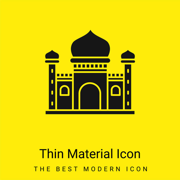 Blauwe Moskee minimaal helder geel materiaal icoon - Vector, afbeelding