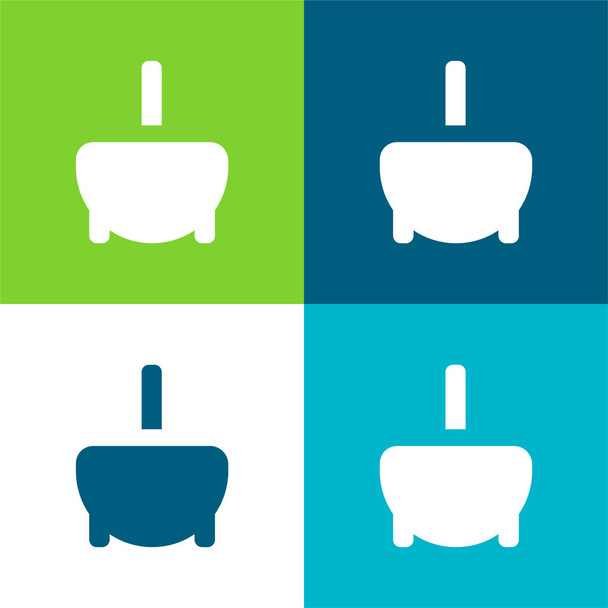 Vasca da bagno piatto quattro colori set icona minima - Vettoriali, immagini