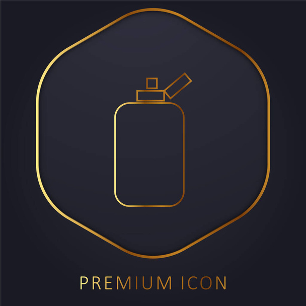 Koupelna láhev kontejner zaoblené obdélníkové černé tvar zlaté linie prémie logo nebo ikona - Vektor, obrázek