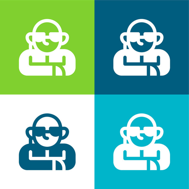 Bodyguard Set icona minimale piatto a quattro colori - Vettoriali, immagini