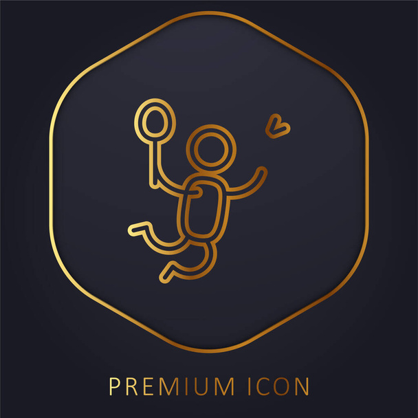 Logo o icona premium della linea dorata Badminton Player - Vettoriali, immagini