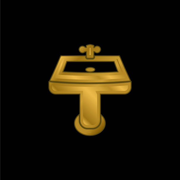 Bathroom Sink gold plated metalic icon or logo vector - Vector, Image