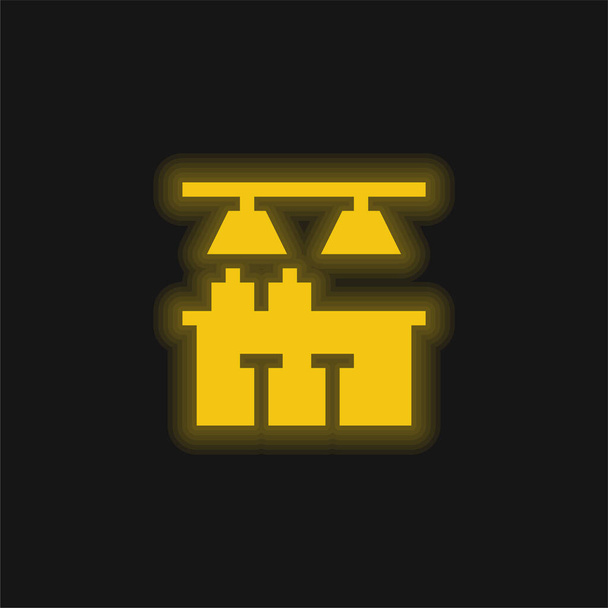 Bár sárga izzó neon ikon - Vektor, kép