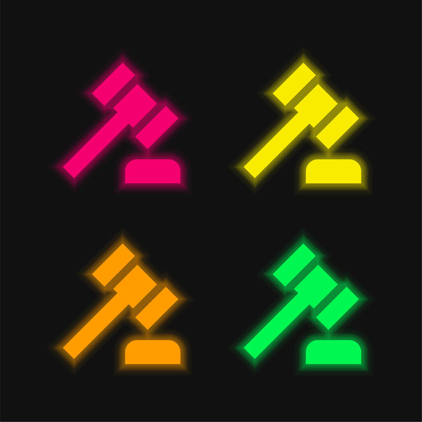 Asta quattro colori incandescente icona vettoriale al neon - Vettoriali, immagini
