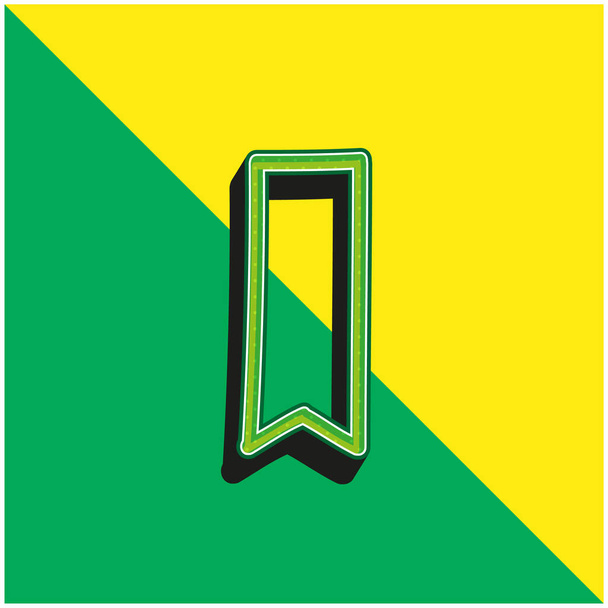 ブックマークハンドドローアウトライン緑と黄色のモダンな3Dベクトルアイコンのロゴ - ベクター画像