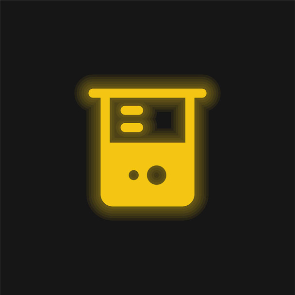 Beaker yellow glowing neon icon - Vector, Image