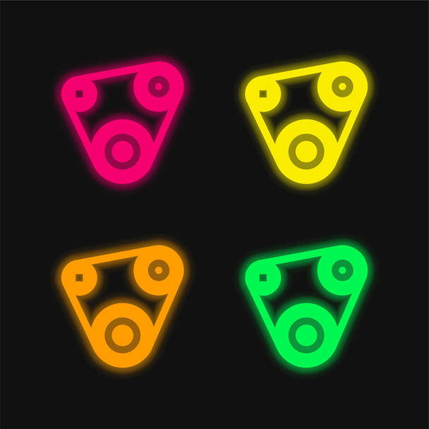 Pás čtyři barvy zářící neonový vektor ikona - Vektor, obrázek