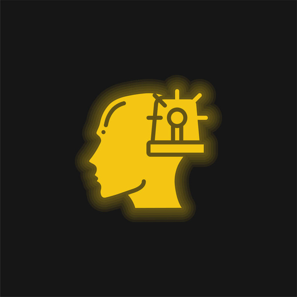 Тревожная жёлтая сияющая неоновая икона - Вектор,изображение