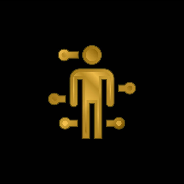 Acupuntura chapado en oro icono metálico o logo vector - Vector, Imagen