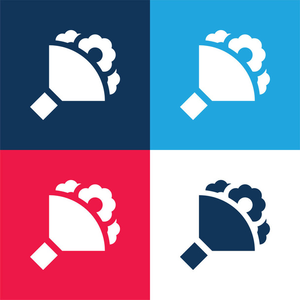 Kytice modrá a červená čtyři barvy minimální ikona nastavena - Vektor, obrázek