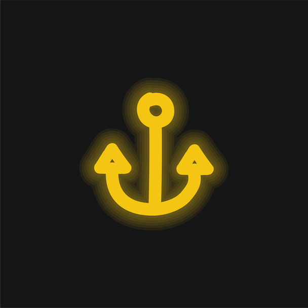 Anchor Hand Çekim Aracı Sarı parlak neon simgesi - Vektör, Görsel