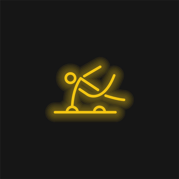 Αθλητής Stick Man κίτρινο λαμπερό νέον εικονίδιο - Διάνυσμα, εικόνα
