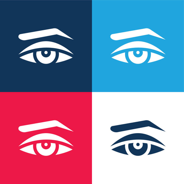 Aussehen blau und rot vier Farben minimalen Symbolsatz - Vektor, Bild