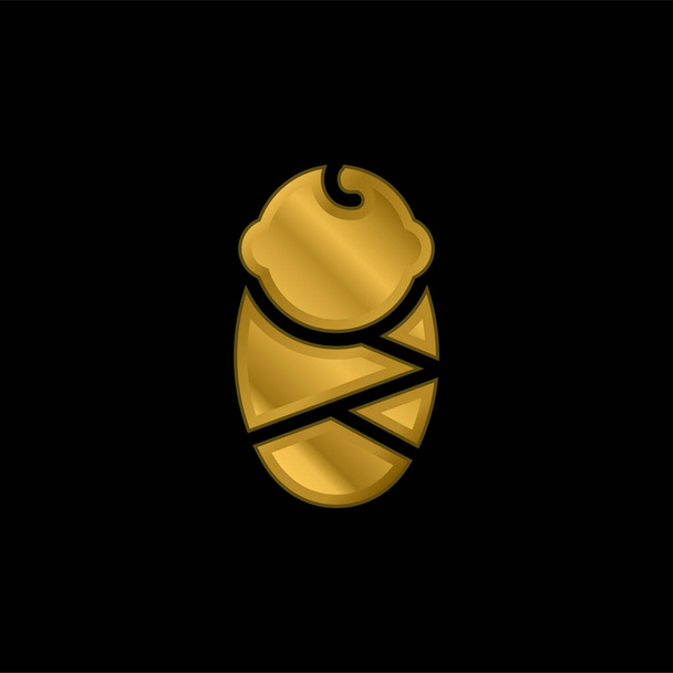 Bebé chapado en oro icono metálico o logo vector - Vector, Imagen