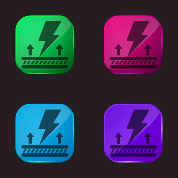 Αντιστατικό ύφασμα τέσσερις εικονίδιο κουμπί γυαλί χρώμα - Διάνυσμα, εικόνα