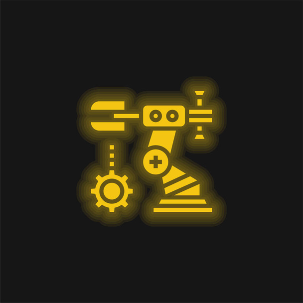 Assembly yellow glowing neon icon - Vector, Image