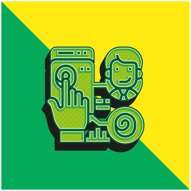 Biometrické zelené a žluté moderní 3D vektorové logo - Vektor, obrázek