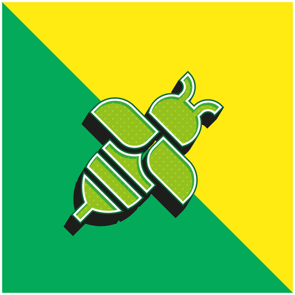 Méh Zöld és sárga modern 3D vektor ikon logó - Vektor, kép