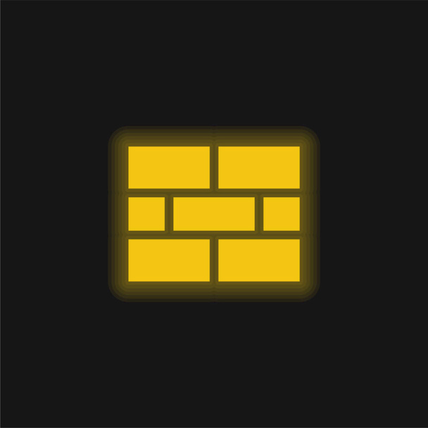 Brick Wall żółty świecący neon ikona - Wektor, obraz