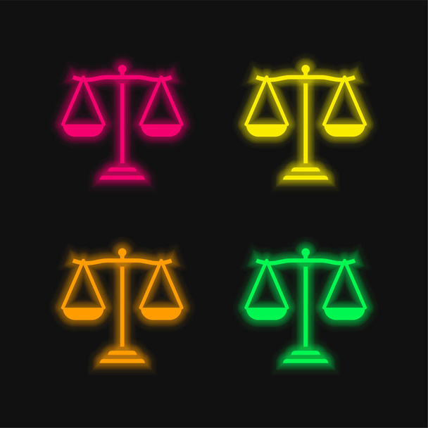 Gleichgewicht vier Farben leuchtenden Neon-Vektor-Symbol - Vektor, Bild