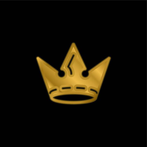 Corona chapado en oro icono metálico o logo vector - Vector, imagen