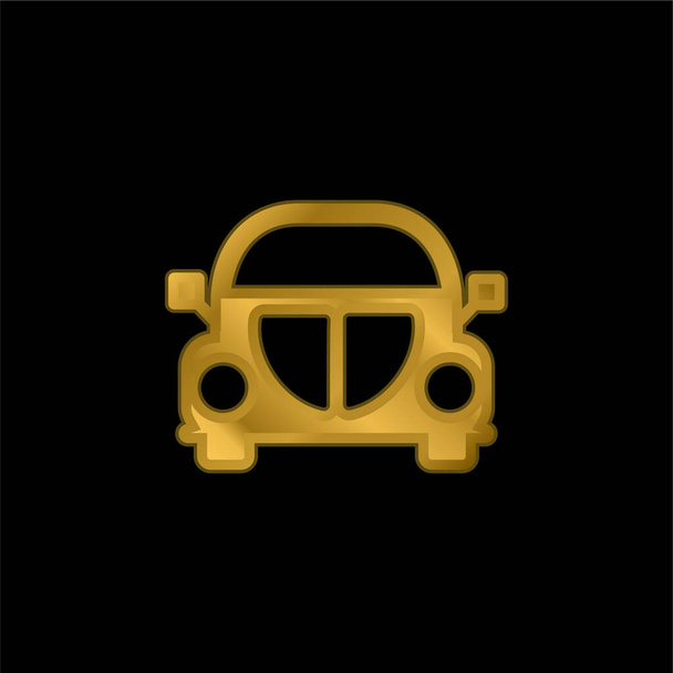 ビートル車フロントゴールドメッキ金属アイコンやロゴベクトル - ベクター画像