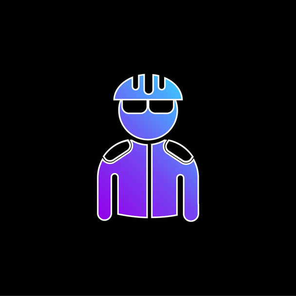 Cyklista s helmou a bunda modrý gradient vektor ikona - Vektor, obrázek