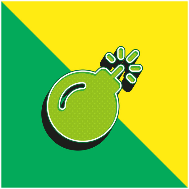 Bombe Logo vectoriel 3D moderne vert et jaune - Vecteur, image