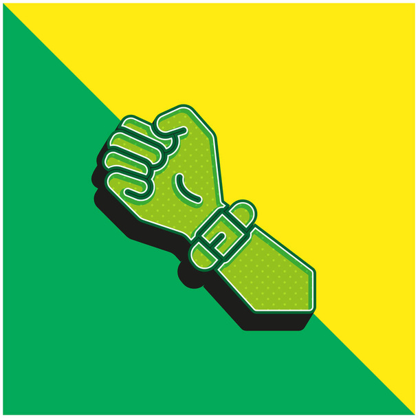 Banda verde y amarillo moderno vector 3d icono del logotipo - Vector, Imagen