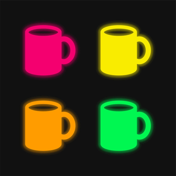 Big Cup neljä väriä hehkuva neon vektori kuvake - Vektori, kuva