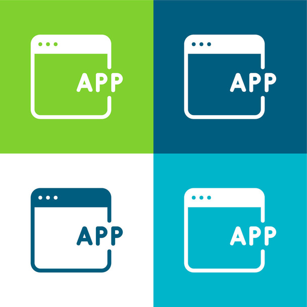 App Flat čtyři barvy minimální ikona nastavena - Vektor, obrázek