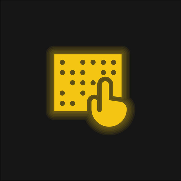 Braille sárga izzó neon ikon - Vektor, kép